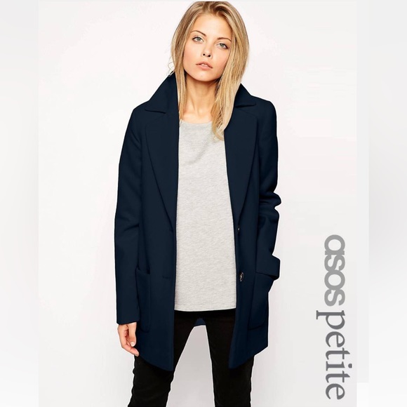 Asos Black Petite Peacoat - Picture 2 of 8